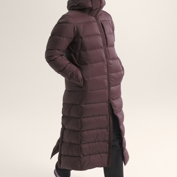 NWT Arc'teryx Women's X-Long Down Puffer Parka Jacket Deep Brown-ish Plum Large - Picture 6 of 7